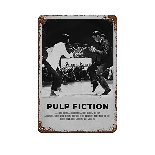 FUKITT Pulp Fiction Dance Affiche de Film Poster Blechschild Vintage Metall Pub Club Cafe Bar Home Wandkunst Dekoration Poster Retro 8x12inch (20x30cm) von FUKITT