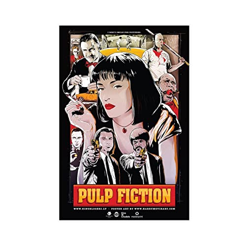 FUKITT Pulp Fiction Film-Poster Leinwand Poster (1) Leinwandposter Wandkunst Dekor Druck Bild Gemälde für Wohnzimmer Schlafzimmer Dekoration Rahmen Stil 50 x 75 cm von FUKITT