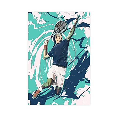 FUKITT Roger Federer inspirierendes Kunstposter (17) Leinwandposter Wandkunst Dekor Bild Gemälde für Wohnzimmer Schlafzimmer Dekoration Rahmen Stil 50 x 75 cm von FUKITT
