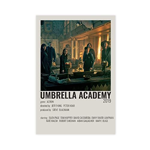 FUKITT The Umbrella Academy 90er Vintage Poster Leinwand Poster Wandkunst Dekor Druck Bild Gemälde für Wohnzimmer Schlafzimmer Dekoration Rahmen Stil 60 x 90 cm von FUKITT