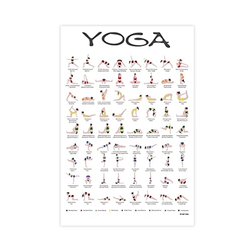 Familien-Yoga-Poster Cover von Yoga-Poster (2) Leinwand Poster Schlafzimmer Dekor Sport Landschaft Büro Zimmer Dekor Geschenk Rahmen Stil 40 x 60 cm von FUKITT