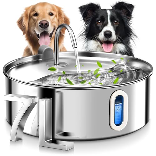FUKUMARU 7L Trinkbrunnen für Hunde, Katzenbrunnen mit 5-Schicht Filtration und LED -Licht,Edelstahl Hundebrunnen mit Leiser Pumpe, mit Überlastschutz, für große Hunde/Mehrere Katzen, mit 3 Filter FUKUMARU 7L Trinkbrunnen für Hunde, Katzenbrunnen mit 5-Schicht Filtration und LED -Licht,Edelstahl Hundebrunnen mit Leiser Pumpe, mit Überlastschutz, für große Hunde/Mehrere Katzen, mit 3 Filter von FUKUMARU