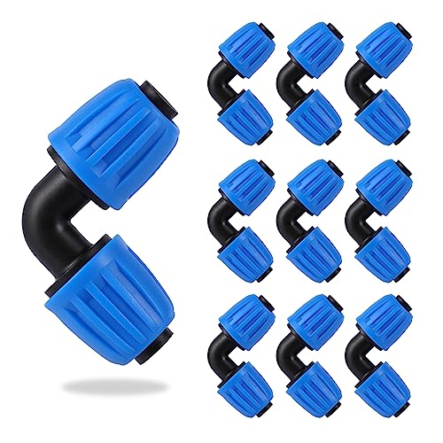 1/2 Zoll Blue Lock Stach elbogen-Verbindungsstücke, 16mm PE-Rohrverbindungsstücke für 1/2" Tropfbewässerungsschlauch (OD 0.620 in.ID ist 0.520. in)(10 Stück Blau) von FULAIERGD