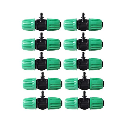 10 Stück T-Stück mit Widerhaken 1/2 Zoll bis 1/4 Zoll Bewässerungsrohr Anti-Drop-Qualitätsfitting (Passt 13 mm ID / 4 mm ID) von FULAIERGD