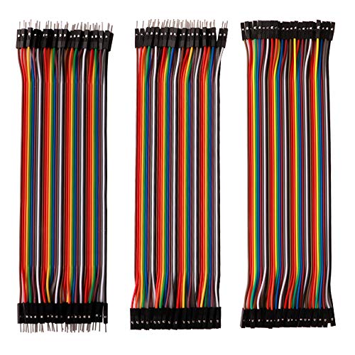 QitinDasen 120Pcs Premium 20cm Breadboard Dupont Wire Jumper Wire Set, 40 Pin Male zu Male, Male zu Female, Female zu Female Multicolored Dupont Wire Ribbon Kabel, für Arduino Raspberry Pi von QitinDasen