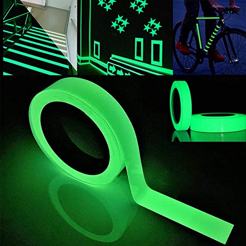 QitinDasen Premium 5m X 2cm Grünes Fluoreszierendes Klebeband, Leuchtendes Klebeband, Phosphor Klebeband, Nachleuchtend Markierungsband, Selbstklebend Warnklebeband, Glow in The Dark von QitinDasen