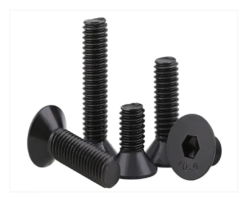FULIMEI 10.9 Carbon Steel Countersunk Head M12 M16 M20 Screws Bolts Black Flat Hex Socket(M12X25 9pcs) von FULIMEI