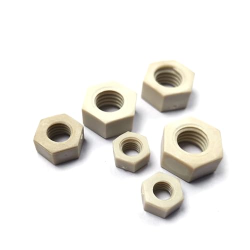 FULIMEI PPS-Sechskantmuttern, hochtemperaturbeständige Kunststoffmutternbefestigungen aus Polyphenylensulfid(M12 (50 pieces)) von FULIMEI