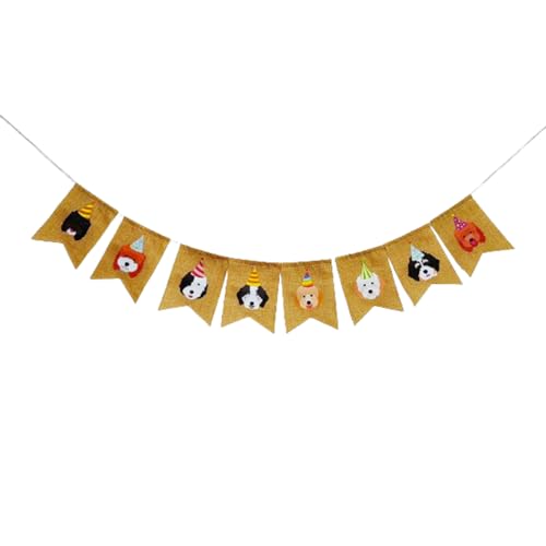 Hund Geburtstag Party Banner Katze Hund Sackleinen Girlande Haustier Party Flagge Haustier Thema Wimpelkette Banner Hund Girlande Katze Girlande Hund Thema Geburtstag Party Supplies (Großer Hund) von FULL WIN SHOP