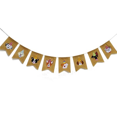 Hund Geburtstag Party Banner Katze Hund Sackleinen Girlande Haustier Party Flagge Haustier Thema Wimpelkette Banner Hund Girlande Katze Girlande Hund Thema Geburtstag Party Supplies (Hund) von FULL WIN SHOP