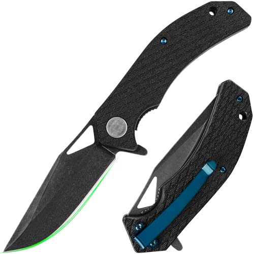 FULLHI Jagdmesser, 3.26“ D2 Stahlklinge, G10 Griff, EDC Messer mit Taschenclip für Männer und Frauen, scharfes Camping Survival Wandermesser von FULLHI