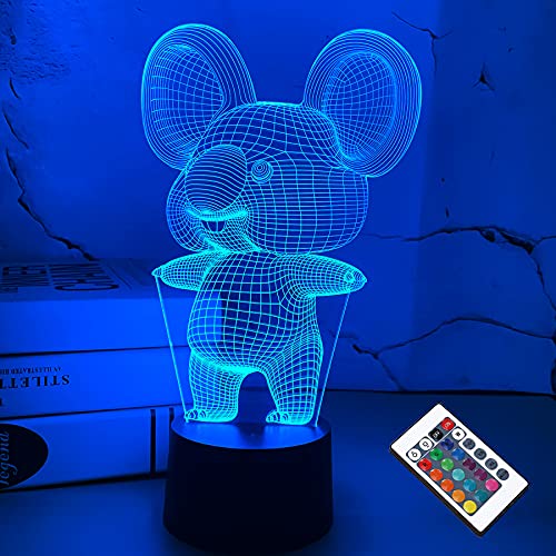 FULLOSUN 3D Koala Nachtlicht Animal Illusion LED Lampe für Kinderzimmer Dekoration mit Fernbedienung 16 Farbwechsel Einzigartige Weihnachten Halloween Geburtstagsgeschenk für Kind Baby Boy Girl von FULLOSUN