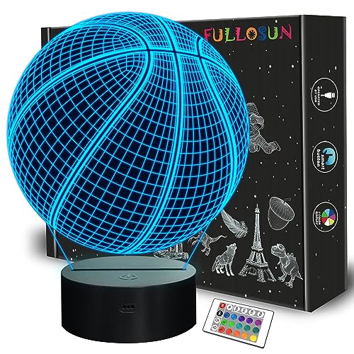 FULLOSUN Basketball 3D Nachtlicht, leuchten Basketball Geschenke 3D Illusion Lampe mit Fernbedienung 16 Farben Ändern Sport Fan Zimmer Dekoration Geburtstagsgeschenk Junge Kinderzimmer Idee von FULLOSUN