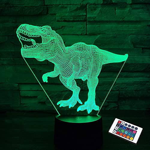 Dinosaurier-Geschenke, T Rex 3D-Nachtlicht 16 Farben, die Nachtlichter für Kinder mit Fernbedienung ändern, T Rex-Geburtstagsgeschenke für Geschenke Jungen von FULLOSUN