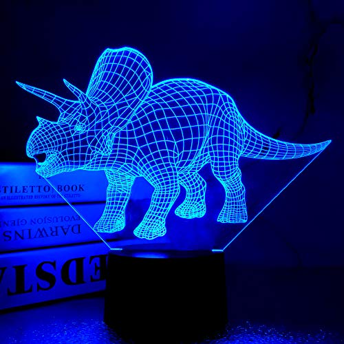 FULLOSUN Dinosaurier-Geschenke, Triceratops 3D-Nachtlicht 16 Farben, die Nachtlichter für Kinder mit Fernbedienung ändern, Jura Geburtstagsgeschenke für Geschenke Jungen von FULLOSUN