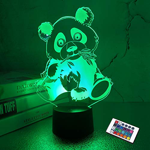 Panda-Geschenke, 3D-Lampe, Kinder-Nachtlicht mit Fernbedienung, 16 Farben + Dimmfunktion + Farbwechsel, Dekoration für Weihnachten, Geburtstag, Kinder von FULLOSUN