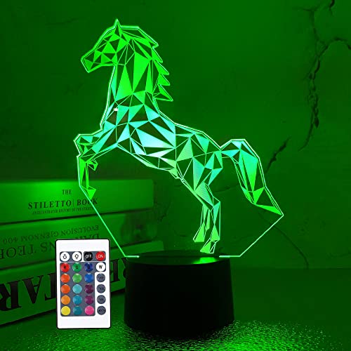 Pferd 3D LED Lampe Nachtlicht Projektion mit 16 Farbwechsel Baby Kinderzimmer Nachtlicht für Kinderzimmer Home Decor Weihnachten Geburtstagsgeschenke von FULLOSUN
