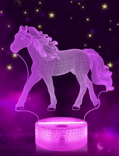 FULLOSUN Pferde-Geschenke für Mädchen, Pferd, 3D-Nachtlicht für Kinder, Illusionslampe, 16 Farben wechseln, mit Fernbedienung, Geburtstagsgeschenk für Kind, Baby, Jungen und Mädchen… von FULLOSUN