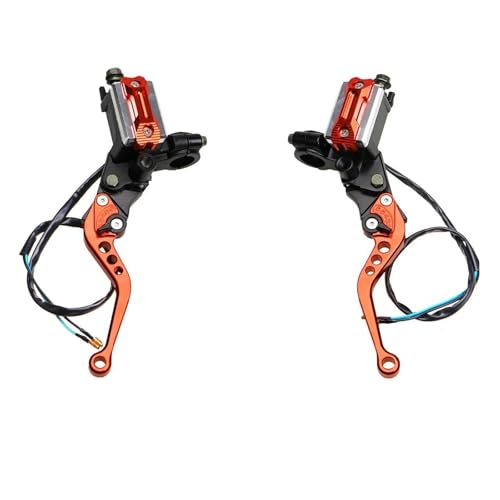FULUSIC Kupplung Bremshebel 22 Mm 7/8'' Moto Universal-Bremspumpen-Hebelgriff Hydraulischer Kupplungspumpen-Hauptzylinderschlauch Kupplungshebel(Orange) von FULUSIC