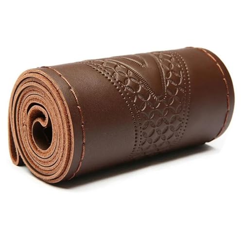 FULUSIC Lenkradhüllen 15 Zoll 38 cm Ledergeflecht Auto Lenkradbezug Anti-Rutsch-Lenkrad-Stichwickel Mit Nadelfaden Auto Lenkradbezug(1-Dark Brown) von FULUSIC