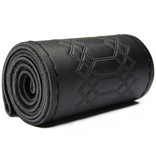 FULUSIC Lenkradhüllen 15 Zoll 38 cm Ledergeflecht Auto Lenkradbezug Anti-Rutsch-Lenkrad-Stichwickel Mit Nadelfaden Auto Lenkradbezug(2-Black Thread) von FULUSIC