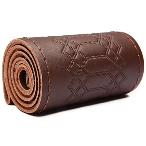 FULUSIC Lenkradhüllen 15 Zoll 38 cm Ledergeflecht Auto Lenkradbezug Anti-Rutsch-Lenkrad-Stichwickel Mit Nadelfaden Auto Lenkradbezug(2-Dark Brown) von FULUSIC