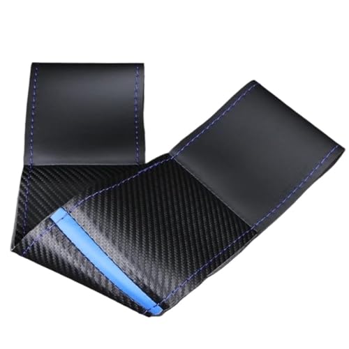 FULUSIC Lenkradhüllen Auto Lenkradbezug Lenkradhülle Universal Typ 38cm Handgenäht Mit Nadel Und Faden Auto Lenkradbezug(Blue Thread) von FULUSIC