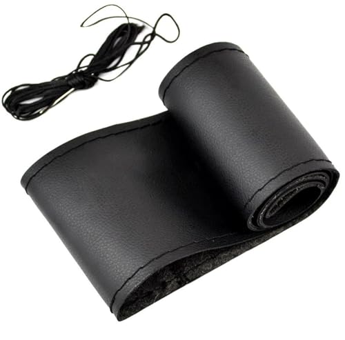 FULUSIC Lenkradhüllen Für Qashqai Auto Lenkradbezug Sport Rutschfestes PU 37-38 cm 15" Styling Auto Lenkradbezug(Black Thread) von FULUSIC