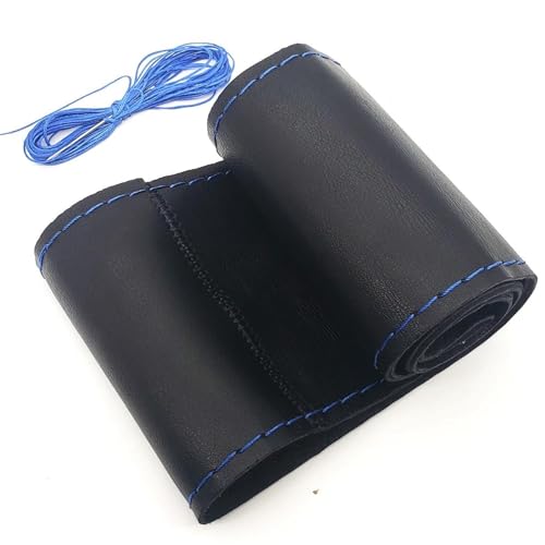 FULUSIC Lenkradhüllen Für Qashqai Auto Lenkradbezug Sport Rutschfestes PU 37-38 cm 15" Styling Auto Lenkradbezug(Blue Thread) von FULUSIC