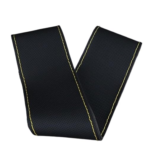FULUSIC Lenkradhüllen Handgenähter Autolenkradbezug Universal 38cm Weich Und Verschleißfest Auto Lenkradbezug(Yellow Thread) von FULUSIC