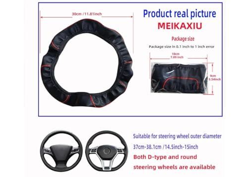FULUSIC Lenkradhüllen Lederlenkradabdeckung Geeignet Für 14,5-15 Zoll 37-38cm Autoinnenausstattung Auto Lenkradbezug(Black) von FULUSIC