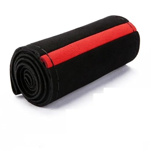 FULUSIC Lenkradhüllen Lenkradbezug Aus Geflochtenem Wildleder Schwarz Durchmesser 38 cm Auto Lenkradbezug(Red Black line) von FULUSIC