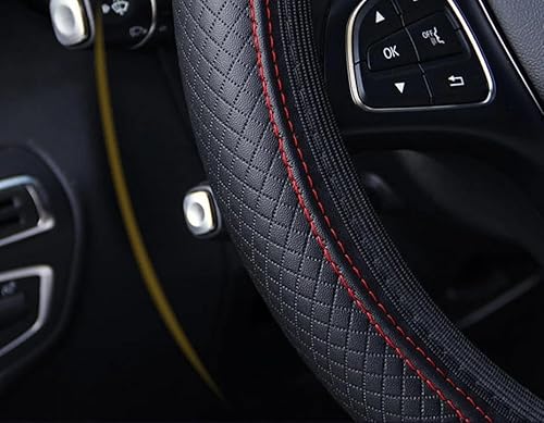 FULUSIC Lenkradhüllen Universal-Lenkradbezug Fürs Auto Mikrofaser-Leder Schutzbezug rutschfest Atmungsaktiv Für 37–39 cm Auto Lenkradbezug(Black Blue) von FULUSIC