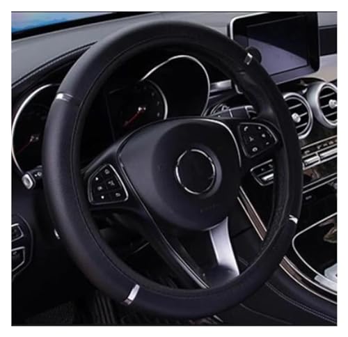 Lenkradhüllen Auto Lenkradbezug 37-38cm Universal PU Leder Auto Anti-Rutsch Vier Jahreszeiten Auto Lenkradbezug(Black) von FULUSIC