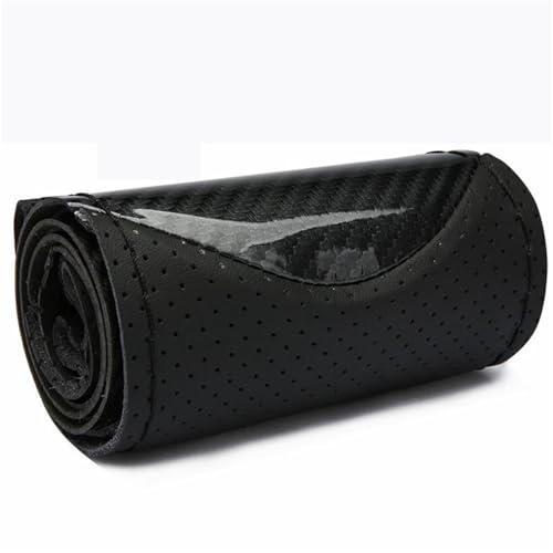 Lenkradhüllen Auto-Lenkradbezug Genäht Handstich PU-Leder Schutz Flechtbezug Für Lenkrad 38 cm Auto Lenkradbezug(CA704-BK) von FULUSIC