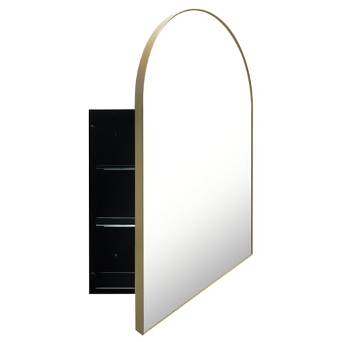 FUMANGO Gewölbter Medizinschrank mit Spiegel, Aufputz- oder Nischenmontage, Bauernhaus-Badezimmerschränke mit 50,8 x 76,2 cm Badezimmer-Schminkspiegel FUMANGO Gewölbter Medizinschrank mit Spiegel, Aufputz- oder Nischenmontage, Bauernhaus-Badezimmerschränke mit 50,8 x 76,2 cm Badezimmer-Schminkspiegel von FUMANGO