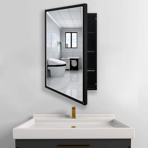 FUMANGO Medizinschrank mit Aluminiumrahmen, Aufputzmontage, Einzeltürschrank, Badezimmerspiegel mit Aufbewahrungsschrank, 40,6 x 66 cm FUMANGO Medizinschrank mit Aluminiumrahmen, Aufputzmontage, Einzeltürschrank, Badezimmerspiegel mit Aufbewahrungsschrank, 40,6 x 66 cm von FUMANGO