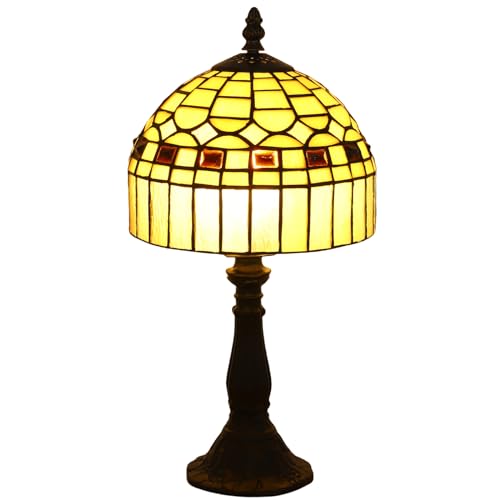 FUMAT Tiffany Tischlampe, Kleine Retro Lampe, Deko Tischleuchte Nachttischlampe, Handcraft Bunte Glas Lampenschirm, Mit E27 LED Glühbirne, für Schlafzimmer Wohnzimmer Büro FUMAT Tiffany Tischlampe, Kleine Retro Lampe, Deko Tischleuchte Nachttischlampe, Handcraft Bunte Glas Lampenschirm, Mit E27 LED Glühbirne, für Schlafzimmer Wohnzimmer Büro von FUMAT