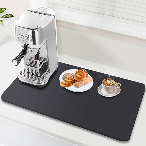 FUMAX Kaffeematte Kaffeemaschine Unterlage, Abtropfmatte Geschirr für Küchenarbeitsplatte, Unterlage Kaffeemaschine Abtropfmatte, Super Saugfähig, Versteckt Flecken Gut, 40x60cm, Schwarz von FUMAX