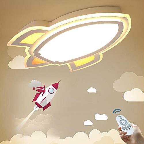 Deckenleuchte LED Raketen-Deckenlampe Acryl Lampeschirm Junge Mädchen Baby Kinderlichter Mit Fernbedienung Dimmbar Innenbeleuchtung Wohnzimmer Kinderzimmer Kindergarten Schlafzimmer Wandleuchte,60cm von FUMIMID