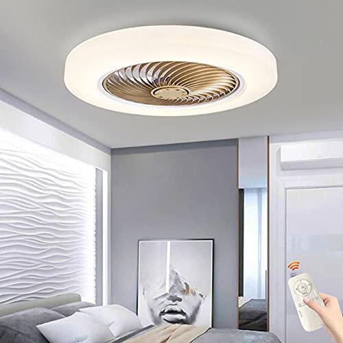 Deckenventilator Mit Beleuchtung LED Modern Dimmable 36W Deckenventilator Lampe Leise Fan Deckenleuchte Unsichtbare Ventilator Deckenlampe Für Schlafzimmer Kinderzimmer Esszimmer Wohnzimmer,Gold von FUMIMID