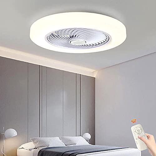 Deckenventilator Mit Beleuchtung LED Modern Dimmable 36W Deckenventilator Lampe Leise Fan Deckenleuchte Unsichtbare Ventilator Deckenlampe Für Schlafzimmer Kinderzimmer Esszimmer Wohnzimmer,Weiß von FUMIMID