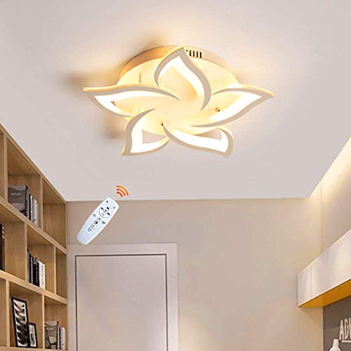 FUMIMID Deckenlampe Dimmbare LED Deckenleuchte Wohnzimmerlampe Kreative Blumenform Acryl Kronleuchter Blütenblatt Deckenlicht Schlafzimmer Kinderzimmer Esszimmerlampe Mit Fernbedienung,5 heads von FUMIMID