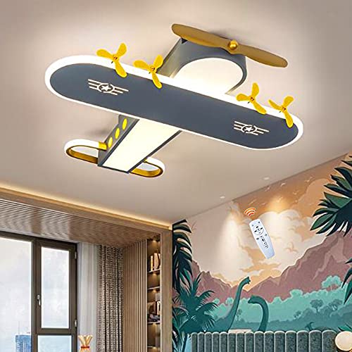 FUMIMID Flugzeug Deckenlampe LED 59W Kreativ Deckenleuchte Moderne Dimmbar Kinderzimmerlampe Metall Acryl Schirm Jungenzimmer Schlafzimmer Kindergarten Arbeitszimmer Pendelleuchte Innenbeleuchtung von FUMIMID