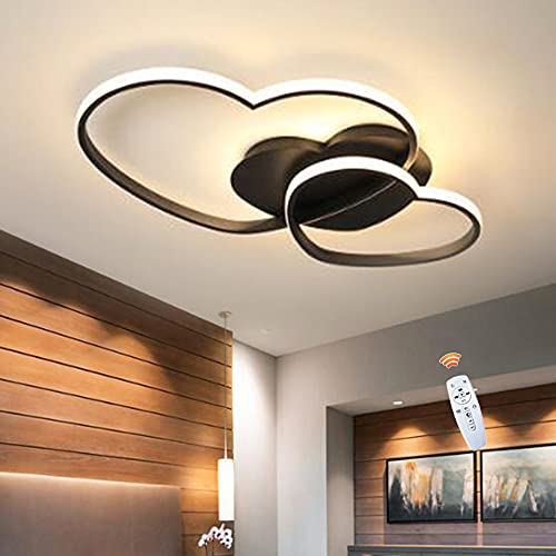 FUMIMID Herz Deckenleuchte LED Dimmbar Deckenlampe Moderne Kinderzimmer Lampe Mit Fernbedienung Metall Kronleuchter Für Jungenzimmer Mädchenzimmer Schlafzimmer Deko Beleuchtung,Schwarz,50cm von FUMIMID