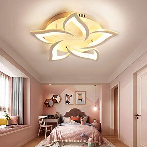 LED Blumen Deckenleuchte Moderne Wohnzimmer Deckenlampe Dimmbar Mit Fernbedienung kreatives Kronleuchter Acryl Lampenschirm Esszimmer Kinderzimmer Schlafzimmerlampe Innenbeleuchtung, 58cm von FUMIMID