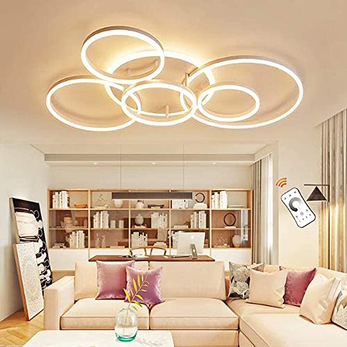 LED Ring Deckenlampe Modern Deckenleuchte Dimmbar Wohnzimmerlampe Mit Fernbedienung Acryl Lampenschirm Aluminium Design Schlafzimmer Esszimmer Küche Bürolampe Kronleuchter,Weiß von FUMIMID