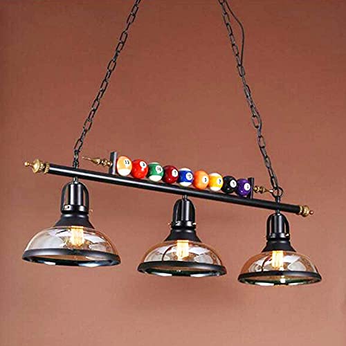 FUMIMID Retro Pendelleuchte Billard Kronleuchter 3 Flammig E27 Industrielle Metall Hängelampe Glas Lampenschirm Für Billard Hall Schlafzimmer Esszimmer Beleuchtung Club Bar Café Deko Deckenleuchte von FUMIMID