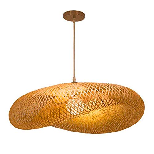 Handgemachte Pendelleuchte Rattan Lampshade Bambus Deckenleuchte Wolke Form Hängelampe Wicker Weave Laterne Kronleuchter Für Schlafzimmer Wohnzimmer Lounge Korridor Dekorative Beleuchtung,60cm von FUMIMID