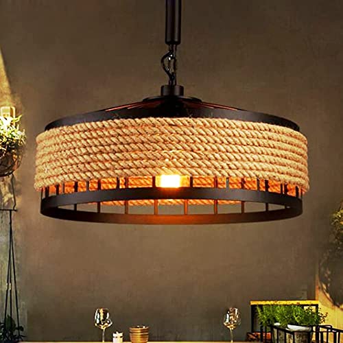 FUMIMID Retro Hängelampe Hanfseil Pendelleuchte Metall Deckenlampe E27 Seil Leuchte Höhenverstellbare Esszimmer Wohnzimmer Schlafzimmer Küche Licht Korridor Beleuchtung Kronleuchter von FUMIMID